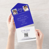 Fotos Royal Blue Wedding QR Code All In One Einladung (Abreißen)