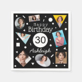 Fotos Schwarz-weiß Confetti Name 30. Geburtstag Serviette (Vorderseite)