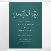 Fotos Script Moderne Hochzeit speichern die Datums Dreifach Gefaltete Einladung (Innenseite Mitte)