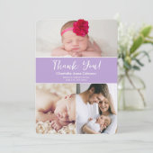 Fotos Soft lila Baby Girl Dusche Dankeskarte (Stehend Vorderseite)