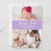 Fotos Soft lila Baby Girl Dusche Dankeskarte (Vorderseite)