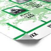 Fotos und Aufnahmen zur Lebenszeit auf einem grüne Poster (Ecke)