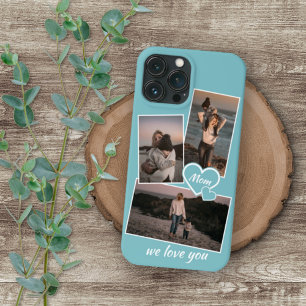 Fotos und Herz auf hell türkisem Türkisblau Case-Mate iPhone Hülle