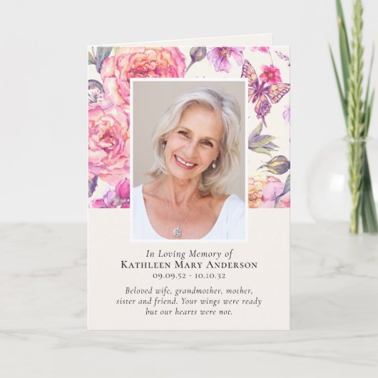 Fotos von Blumenzwiebeln: Gedenkfeier Programm (Vorderseite)