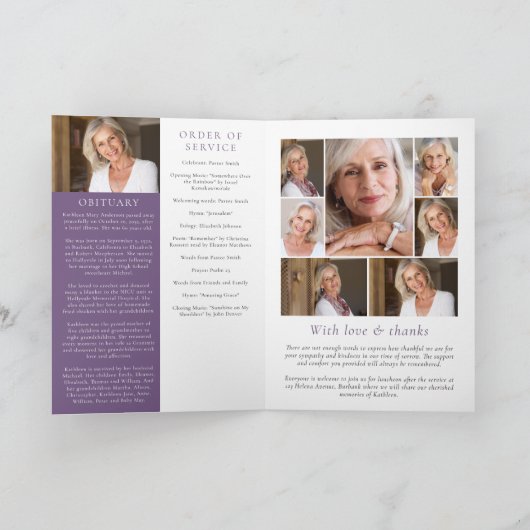 Fotos von Blumenzwiebeln: Gedenkfeier Programm (Innenseite)