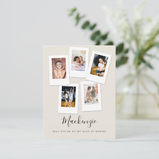 Fotos von Freunden werden meine Trauzeugin sein Einladung (Stehend Vorderseite)