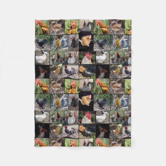 Fotos von Hühnern und Rostern, Fleecedecke (Vorderseite)