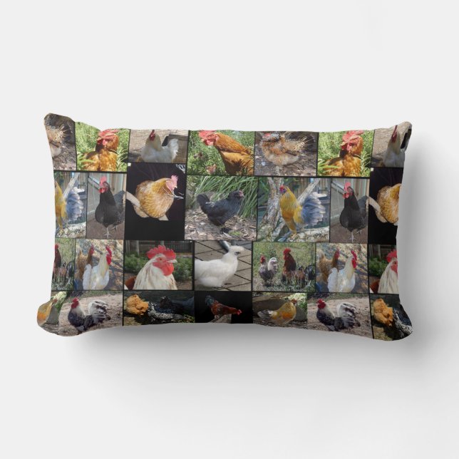 Fotos von Hühnern und Rostern, Lendenkissen (Vorderseite)