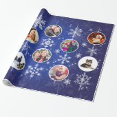 Fotos Weihnachten Schneeflocken Cobalt Blue Geschenkpapier (Ungerollt)