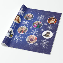 Fotos Weihnachten Schneeflocken Cobalt Blue Geschenkpapier