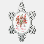 Fotos Weihnachtselfen Schneeflocken Zinn-Ornament (Rechts)