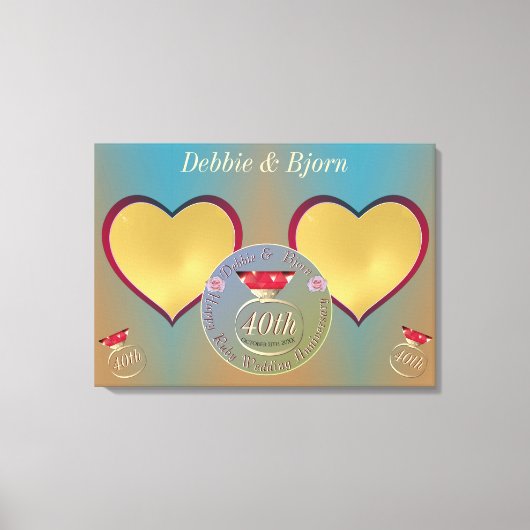 Fotos zum 40. Hochzeitstag Leinwanddruck (Vorderseite)