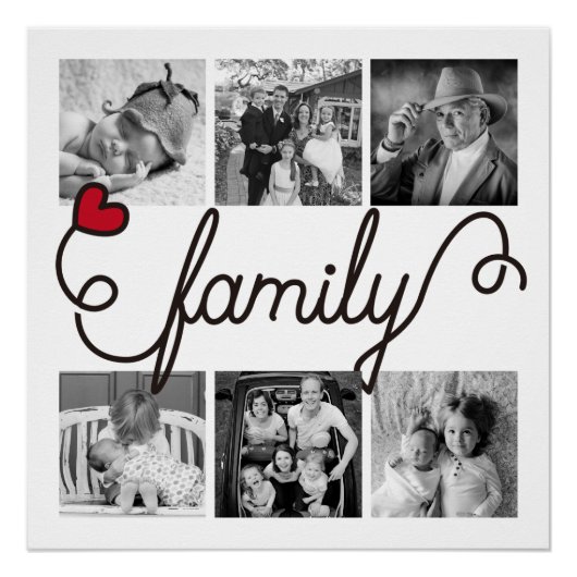 Fotos zur Familientyppografie Art Red Heart Instag Poster (Vorderseite)