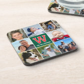 Fotosammlerfamilie Mit Monogramm Rotes Grün Getränkeuntersetzer (Linke Seite)