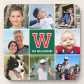 Fotosammlerfamilie Mit Monogramm Rotes Grün Getränkeuntersetzer (Vorderseite)