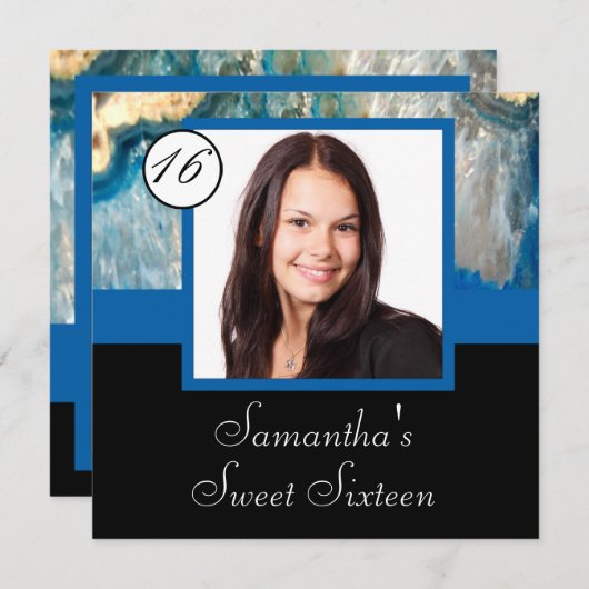 Fotoschablone 16 . Geburtstag Einladung (Vorne/Hinten)