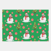 Fotoschneemann mit lustigen Packpapierblättern Geschenkpapier Set (Vorderseite 3)