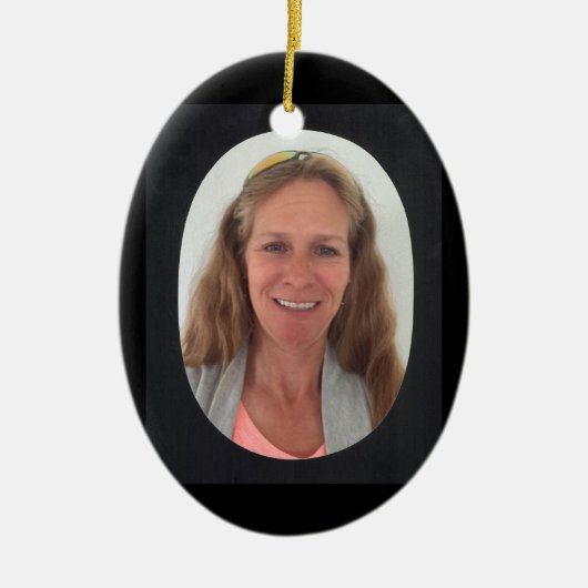 Fotoschwarz-Oval-Rahmen hinzufügen Keramik Ornament (Vorne)