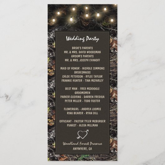 FotoString Lights + Hochzeitsprogramme für Camoufl Programm (Rückseite)