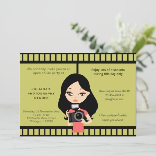 Fotostudio-Feier Einladung (Stehend Vorderseite)