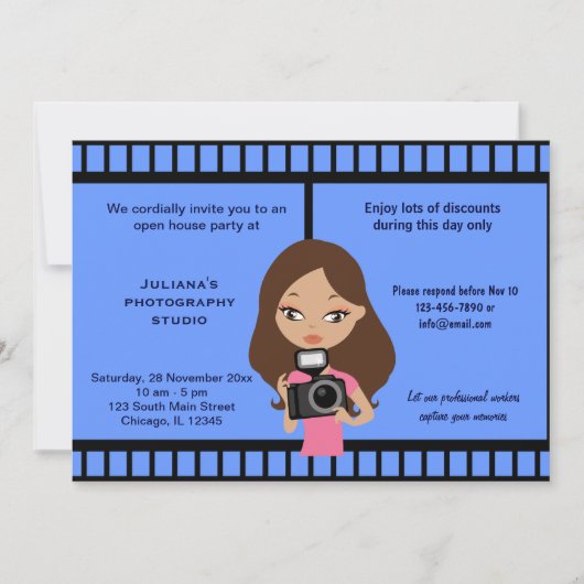 Fotostudio-Feier Einladung (Vorderseite)