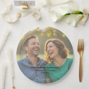 Fototext-Overlay zum 25. Hochzeitstag hinzufügen Pappteller