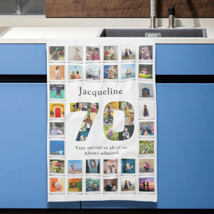 Fotovorlage der 70. Geburtstagsfamilie Geschirrtuch