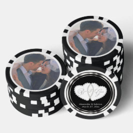 Fotovorlage der Braut und des Bräutigams Pokerchips