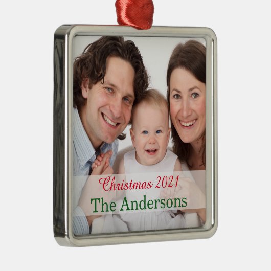 Fotovorlage für die Urlaubfamilie nach Maß Silbernes Ornament (Rechts)