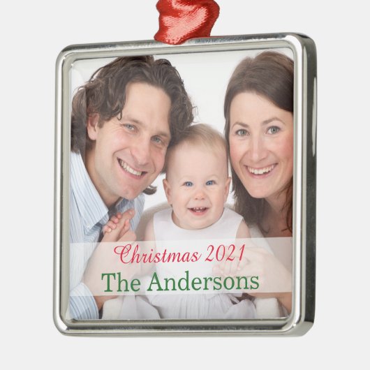Fotovorlage für die Urlaubfamilie nach Maß Silbernes Ornament (Links)