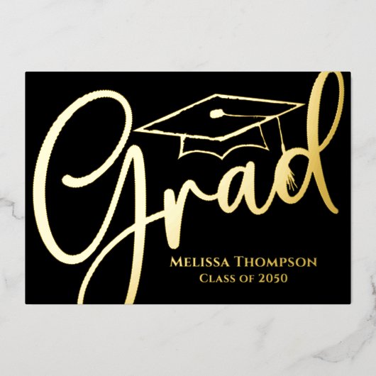 Fotovorlage für Gold Script Abschluss Folieneinladung (Vorderseite)