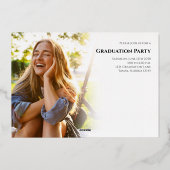 Fotovorlage für Gold Script Abschluss Folieneinladung (Rückseite)