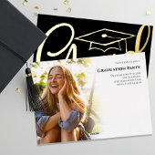 Fotovorlage für Gold Script Abschluss Folieneinladung