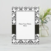 FOTOVORLAGE FÜR SCHWARZE UND WEISSE DAMASK EINLADUNG (Stehend Vorderseite)