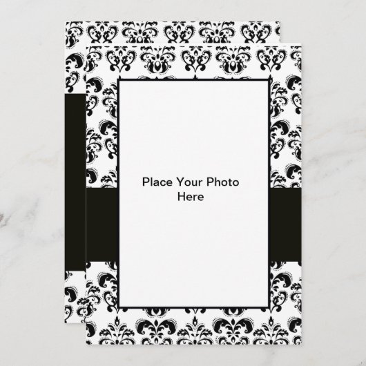 FOTOVORLAGE FÜR SCHWARZE UND WEISSE DAMASK EINLADUNG (Vorne/Hinten)