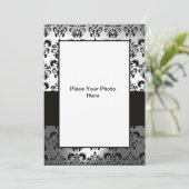 FOTOVORLAGE FÜR SCHWARZE UND WEISSE DAMASK EINLADUNG (Stehend Vorderseite)
