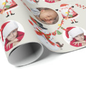 Fotovorlage Großeltern Santa Snowman Silver Geschenkpapier (Rolleneckpunkt)