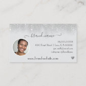 Fotovorlage Hübsch Silver White Glitzer Regen Visitenkarte (Rückseite)