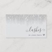 Fotovorlage Hübsch Silver White Glitzer Regen Visitenkarte (Vorderseite)
