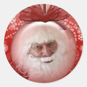Fotovorlage Santa Face Personalizable Urlaub Runder Aufkleber