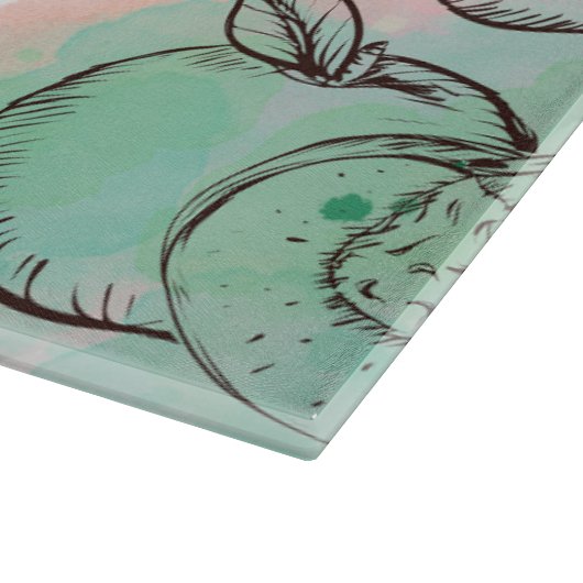 Fotovorlage Wasserfarbenfrucht Schneidebrett (Ecke)