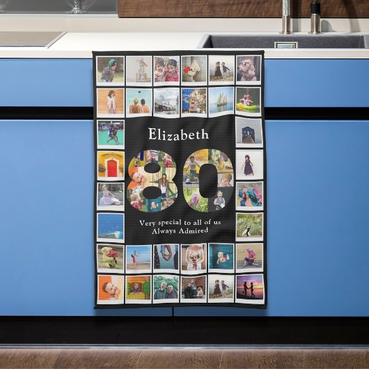 Fotovorlage zum 80. Geburtstag Geschirrtuch