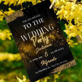 Fotozentrische Schwarze Gold Moderne Elegante Hoch Einladung