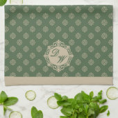 Foulard rosette geometrisches Muster, Salbei grün Geschirrtuch (Gefaltet)