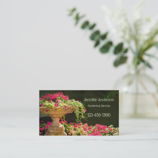 Fountain Blume Garden Business Card Visitenkarte (Stehend Vorderseite)