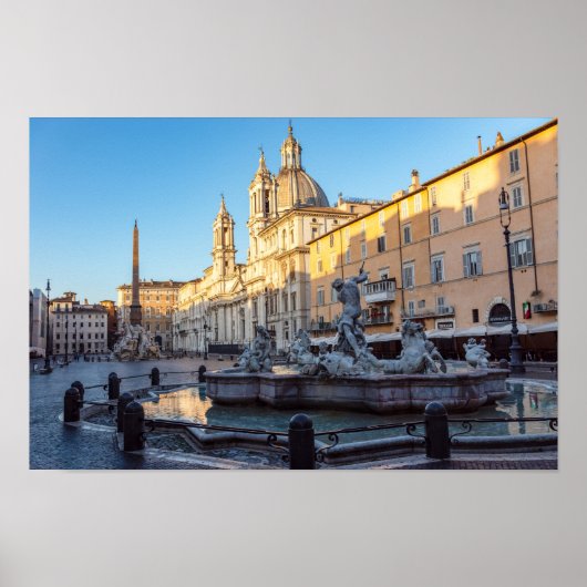 Fountain of Neptune in the Piazza Navona - Rome Poster (Vorne)