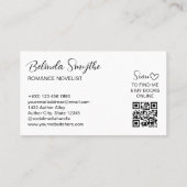 Fountain Pen Heart Swash Romance Author Visitenkarte (Rückseite)