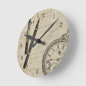 Fountain Pens and Watchface with Notes Runde Wanduhr (Winkel)