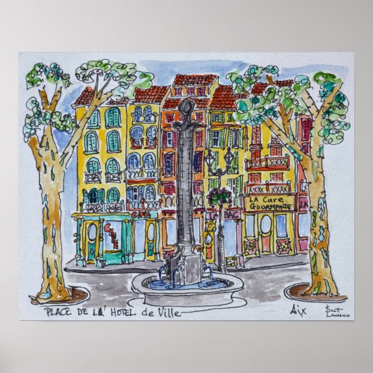 Fountain Place de l'Hotel de Ville Poster (Vorne)