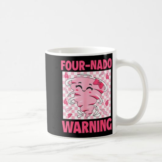 Four 4 Nado Warning Nk Tornado Themed Birthday Gir Kaffeetasse (Rechts)